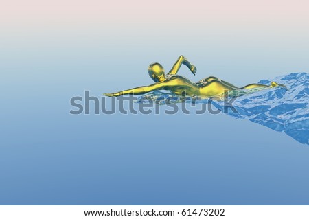 games concept image of gold medal swimmer