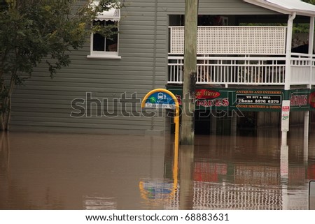 BRISBANE, AUSTRALIA - JAN 13 : Flood  Brisbane  Rosalie area Queensland declared natural disaster January 13, 2011 in Brisbane, Australia