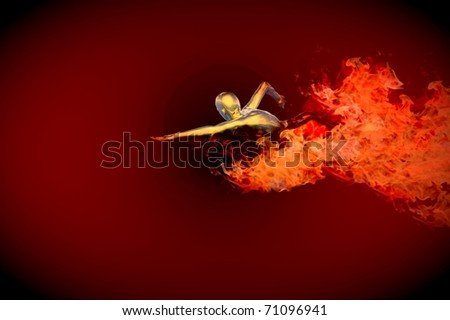 swimming pool or oil spill on fire concept render