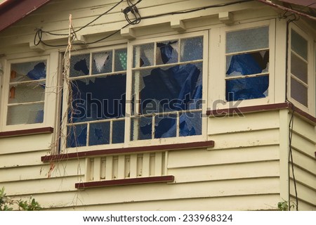 BRISBANE, AUSTRALIA - NOVEMBER 28 : Windows smashed from super cell hail storm area declared disaster on November 28, 2014 in Brisbane, Australia