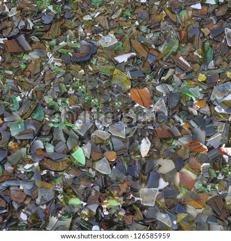 Waste sorting - Broken glass bottle pieces useful as a background