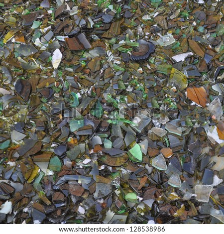 Waste sorting - Broken glass bottle pieces useful as a background