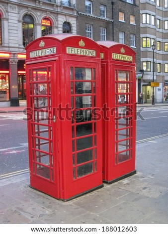 LONDON, UK - MARCH 16, 2012: Traditional red telephone box in London UK