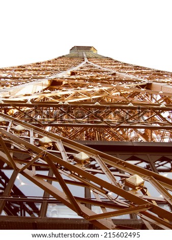 Vintage looking Detail of the Tour Eiffel Eiffel Tower in Paris France