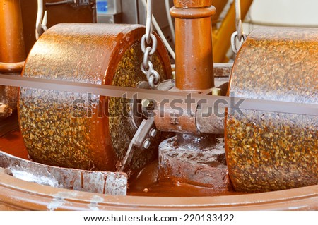 Detail of mixer machine for chocolate production