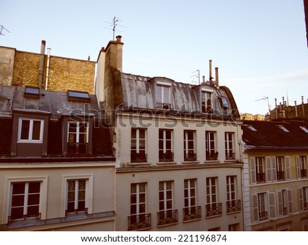 Vintage looking City view from Notre Dame de Paris church in Paris France