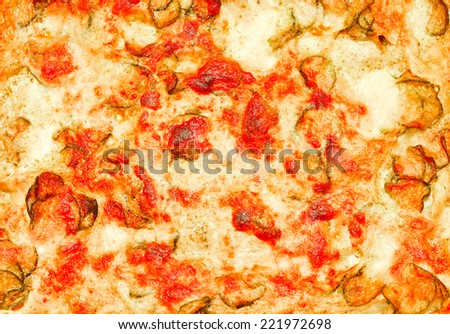 Detail of courgettes (zucchini) pizza with vegetables