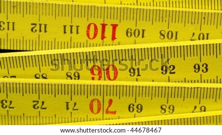 Detail of a wooden metric carpenter ruler