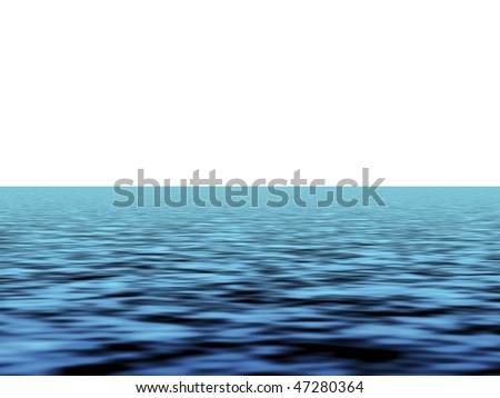 Blue sea waves over white background horizon