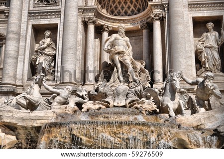 Baroque Trevi Fountain (Fontana di Trevi) in Rome, Italy - high dynamic range HDR