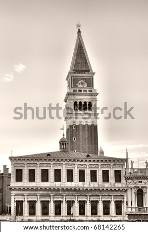 stock photo San Marco church square in Venice Venezia Italy sepia