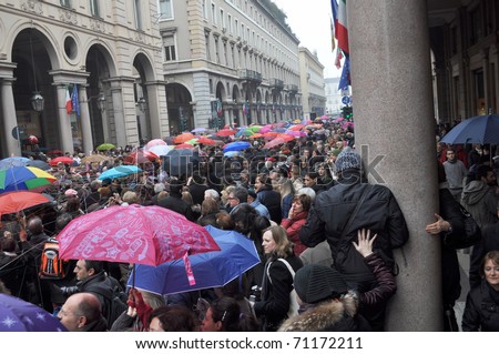 TURIN, ITALY - FEBRUARY 13: Italian women rally called \