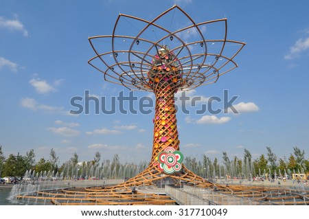 MILAN, ITALY - SEPTEMBER 10, 2015: Albero della Vita meaning Tree of Life at Italy pavilion at the Expo 2015 Feeding The Planet Energy For Life international exposition