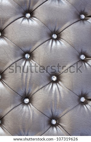 luxury silver texture of leather furniture decorated with crystal