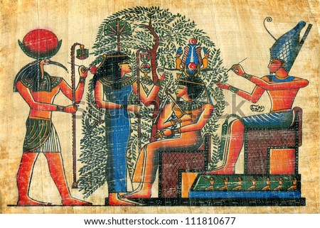 egyptian papyrus  with elements of egyptian ancient civilization