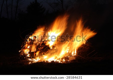 A large bonfire during Easter time