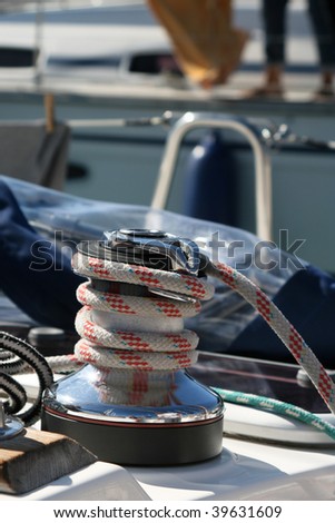 cable winch of a sailing yacht
