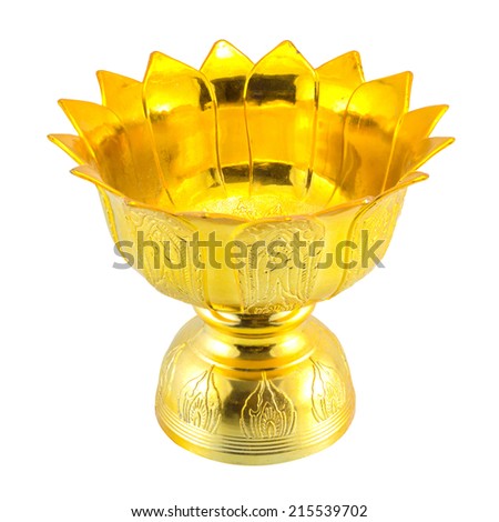 Traditional Thai gold-ware on isolated white background