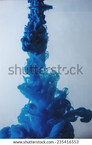 Ink swirling in water, cloud of ink. Abstract banner paints.