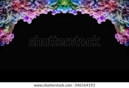 Abstract design frame of ink in water. Ink in water. Rainbow of colors. Color explosion.