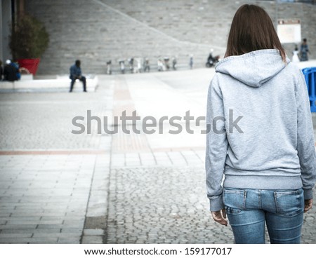 Lonely Girl In The City In Danger