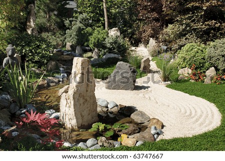 zen garden with sand and rocks
