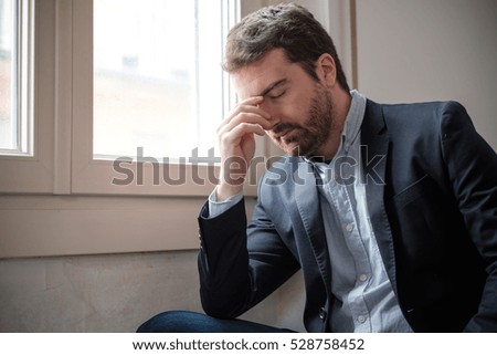 Portrait of one businessman manager worried and stressed