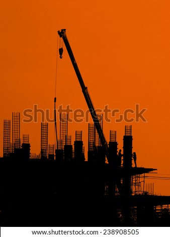 Workers and Construction background with soft orange and modern life style today