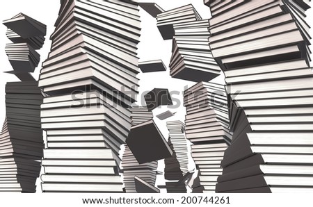 Stack of books, flying book