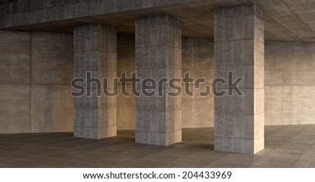 blank interior, concrete column