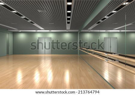 blank dance interior. choreography room. dancing interior