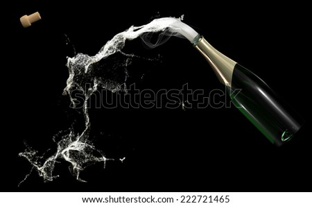 New Year\'s Champagne. Celebration theme with splashing champagne