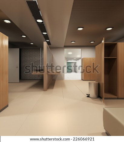 3d rendering. Interior of a locker/changing room