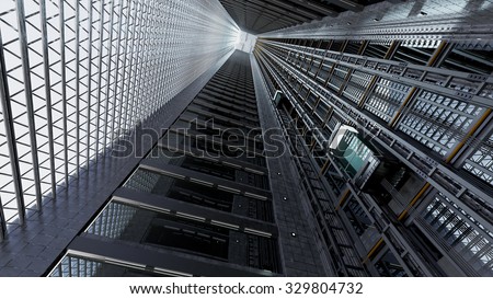 3d rendering. An Elevator shaft