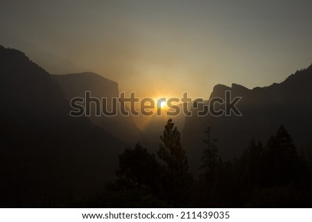 Yosemite National Park covered by wildfire smoke