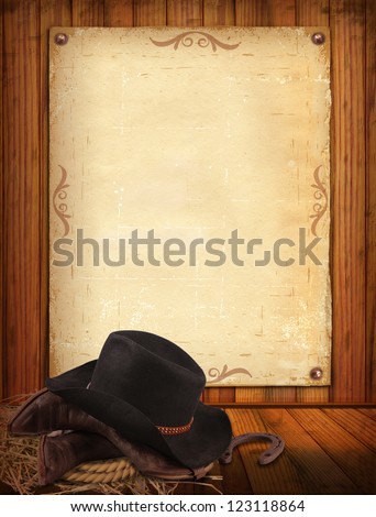 Western Background With Cowboy Clothes And Old Paper