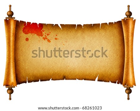 Old scroll with red blood.Background