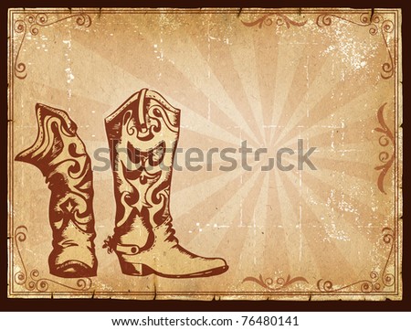 Cowboy old paper background for text with decor frame .Retro image for text