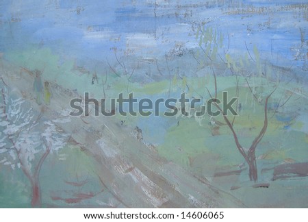Hand painted landscape with road