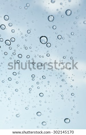Background of water drops on a glass in a rainy day