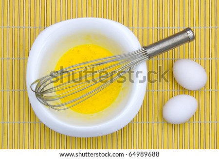beaten eggs in a bowl