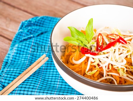 Thai style noodles, Pad-Thai,  Thai cuisine.