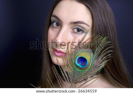 peacock. portrait. pretty hairstyle. horizontal. individuality