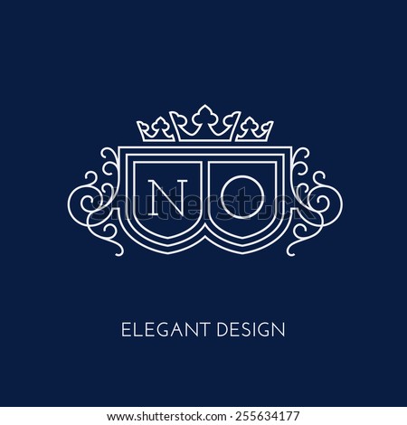 Simple and elegant monogram design template for two letters N O with a triple crown Vector illustration Simple and elegant monogram design template for two letters N O with a triple crown Vector illustration