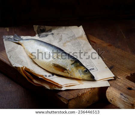 salted herring on old paper