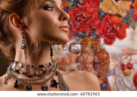 Glamorous. A portrait of a glamorous woman wearing beautiful jewelery