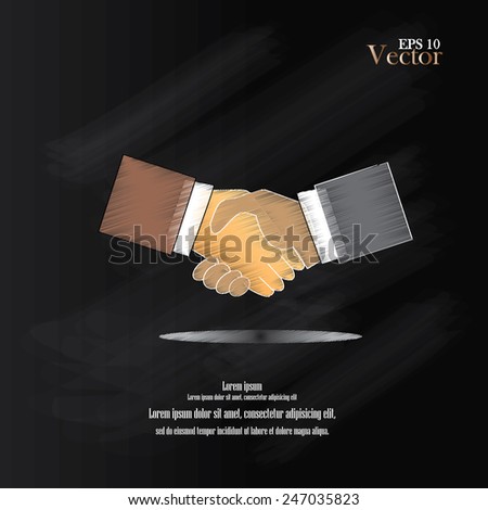 handshake  icon. background for business and finance,handshake vector on chalkboard