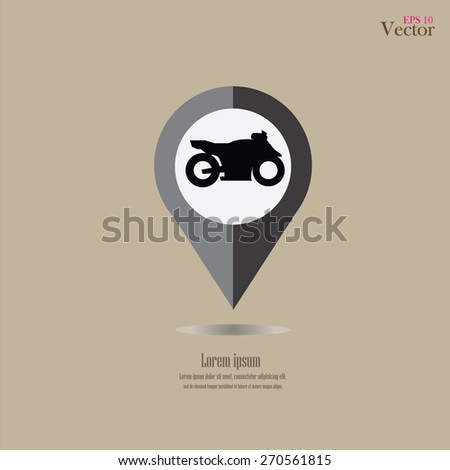 motorcycle  Icon On Map Pointer.map pointer with motorcycle.vector illustration.