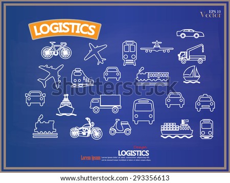 Transport icons.transportation on chalkboard.transportation .logistics.logistic icon.vector illustration.