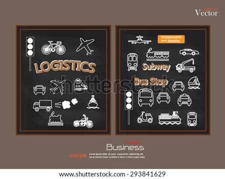 Transport icons.transportation on chalkboard.transportation .logistics.logistic icon.vector illustration.